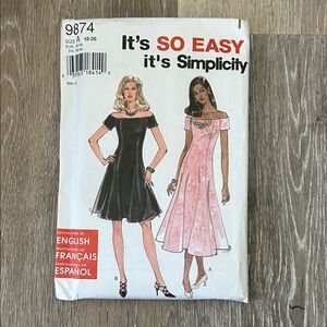 Simplicity 9874 Off-Shoulder Dress Pattern - Uncut